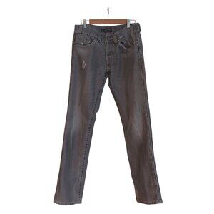 MEK Mens Glasgow Gray Distressed Denim Jeans Rock Metal Grunge Band 32x34